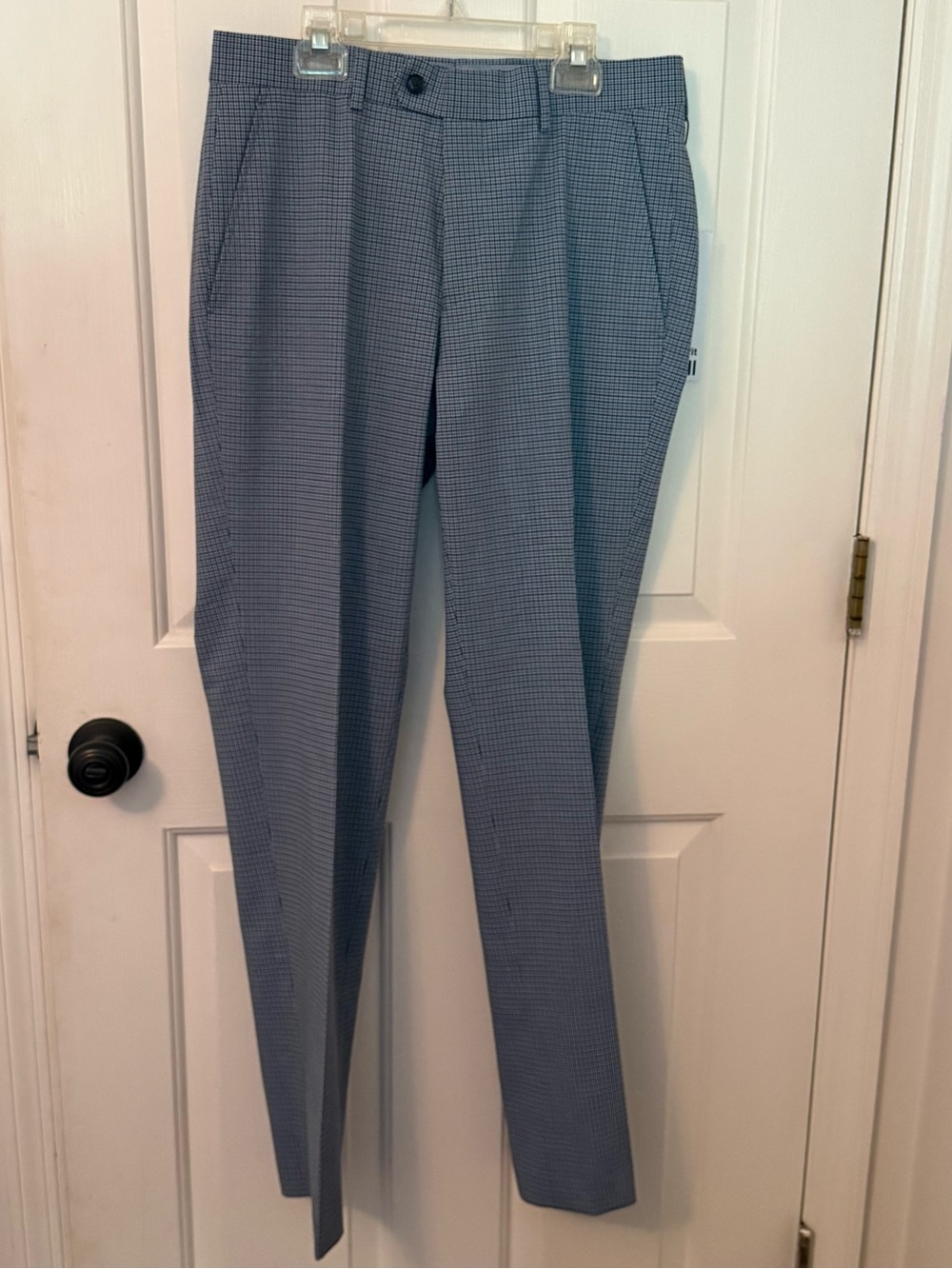 Bar III Light Blue Micro-Check Dress Pants